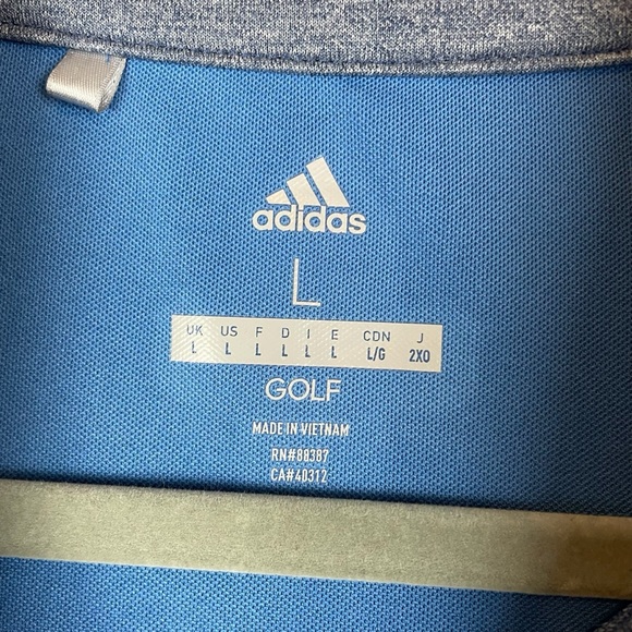Adidas Golf Blue Quarter-Zip Pullover Long Sleeve Shirt Men’s Size L - Picture 3 of 5